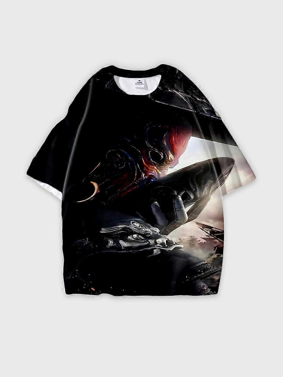 T-shirt round neck Character Pattern loose short sleeve P1983