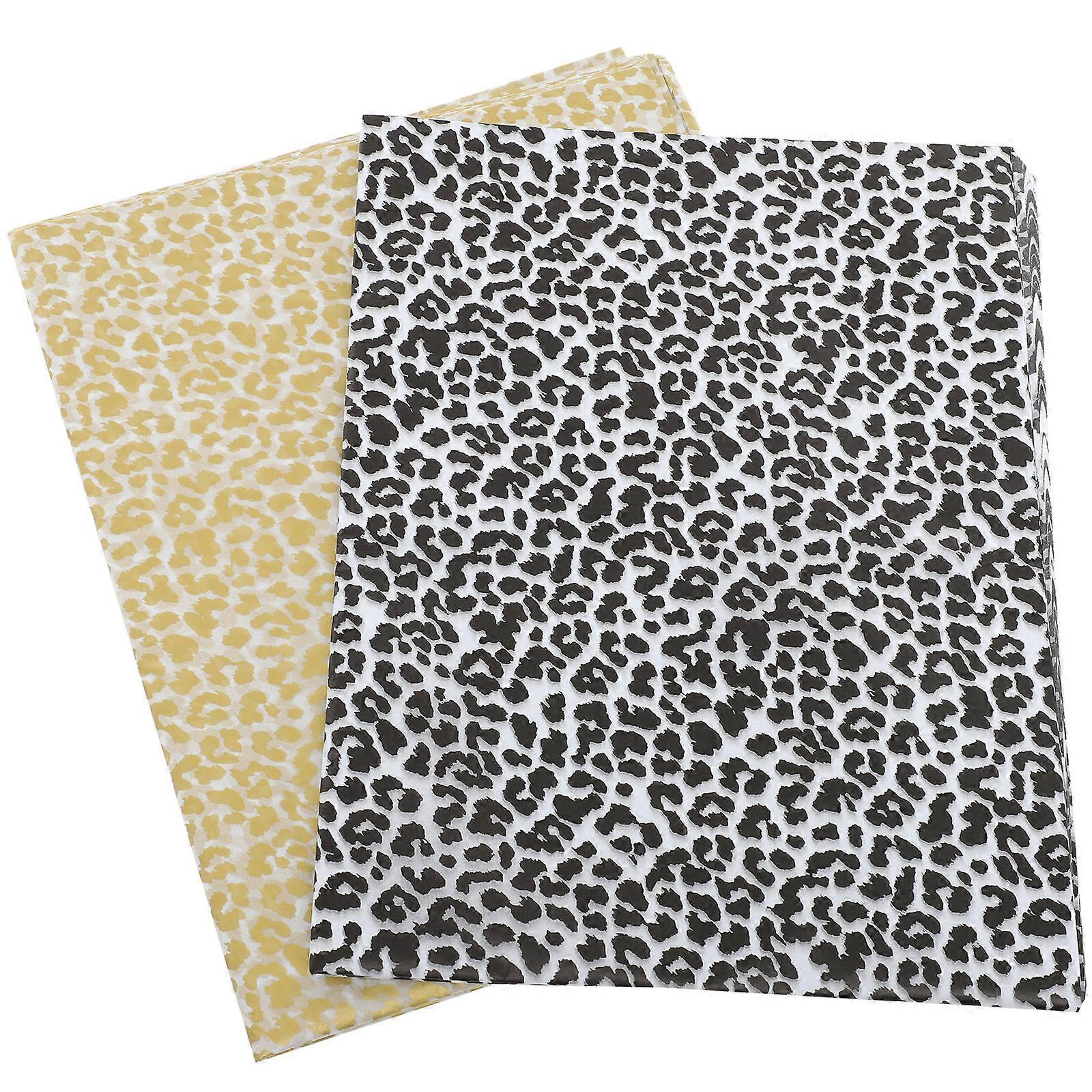 40 Sheets Creative Printed Packing Paper for Clothing Wrapping, Craft Projects   Multi Function Tissue Paper with Black Gold Leopard Print Design,