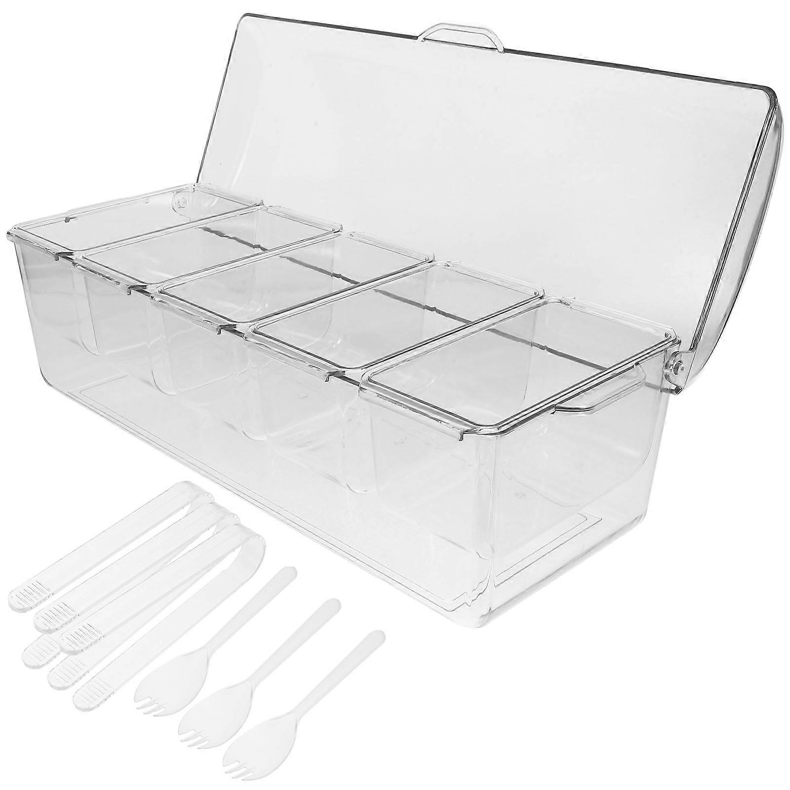 Draining Food Container Salad Containers Outdoor Parties Picnics Transparent Rectangular Multi-Compartment Design Ice Chilling 1Set