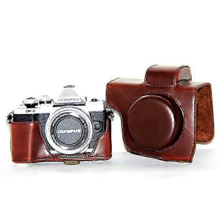 2025 PU Leather Camera Protective Pouch + Strap Compatible For Olympus OM-D E-M10 Mark II / E-M10 / E-M10 MarkIII Digital Camera