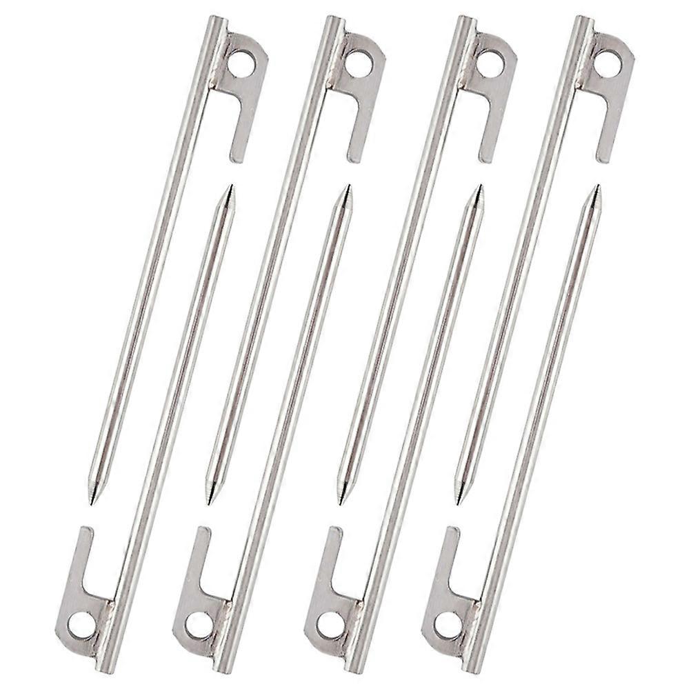 Portable Stainless Steel Tent Stakes for Outdoor Use Silver Firm Ground Pegs for Camping 8 Pcs