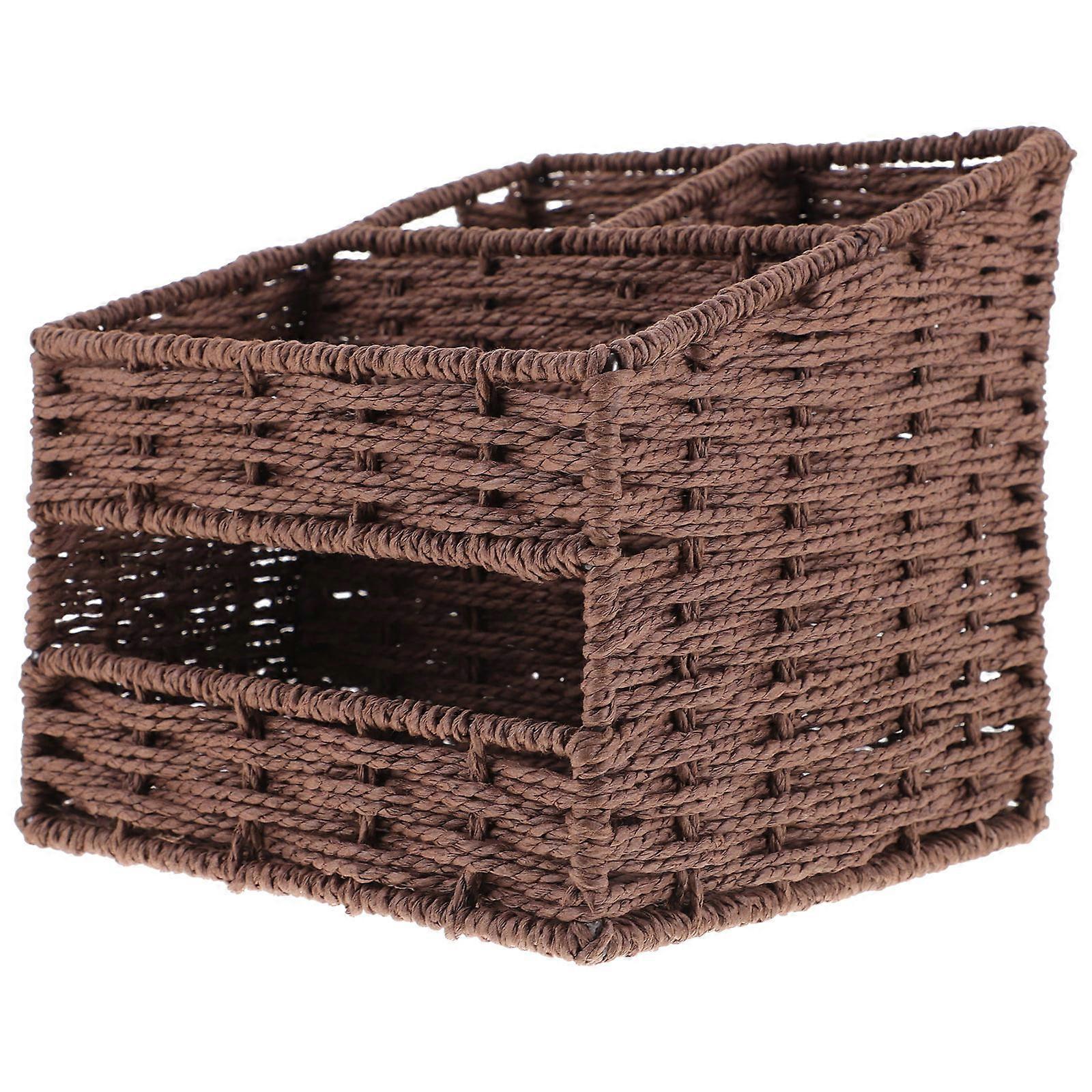 Chocolate Plastic Storage Box for Home Organization with Multi-Compartments and Stable Flat Bottom