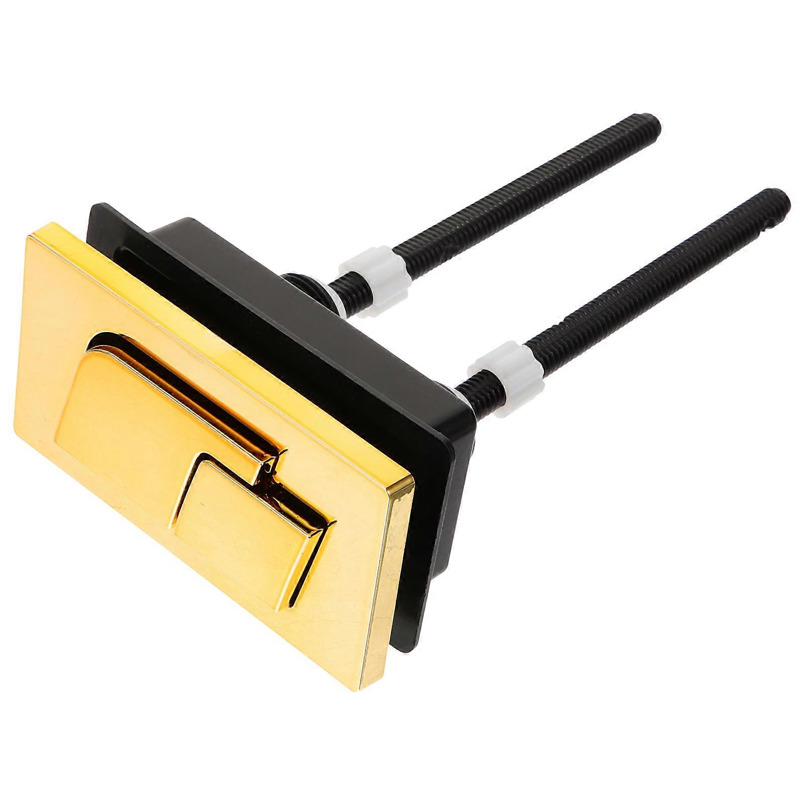 Toilet Tank Button Dual Flush Button Bathroom Use Golden Color Rectangular ABS Water Saving 1Pcs