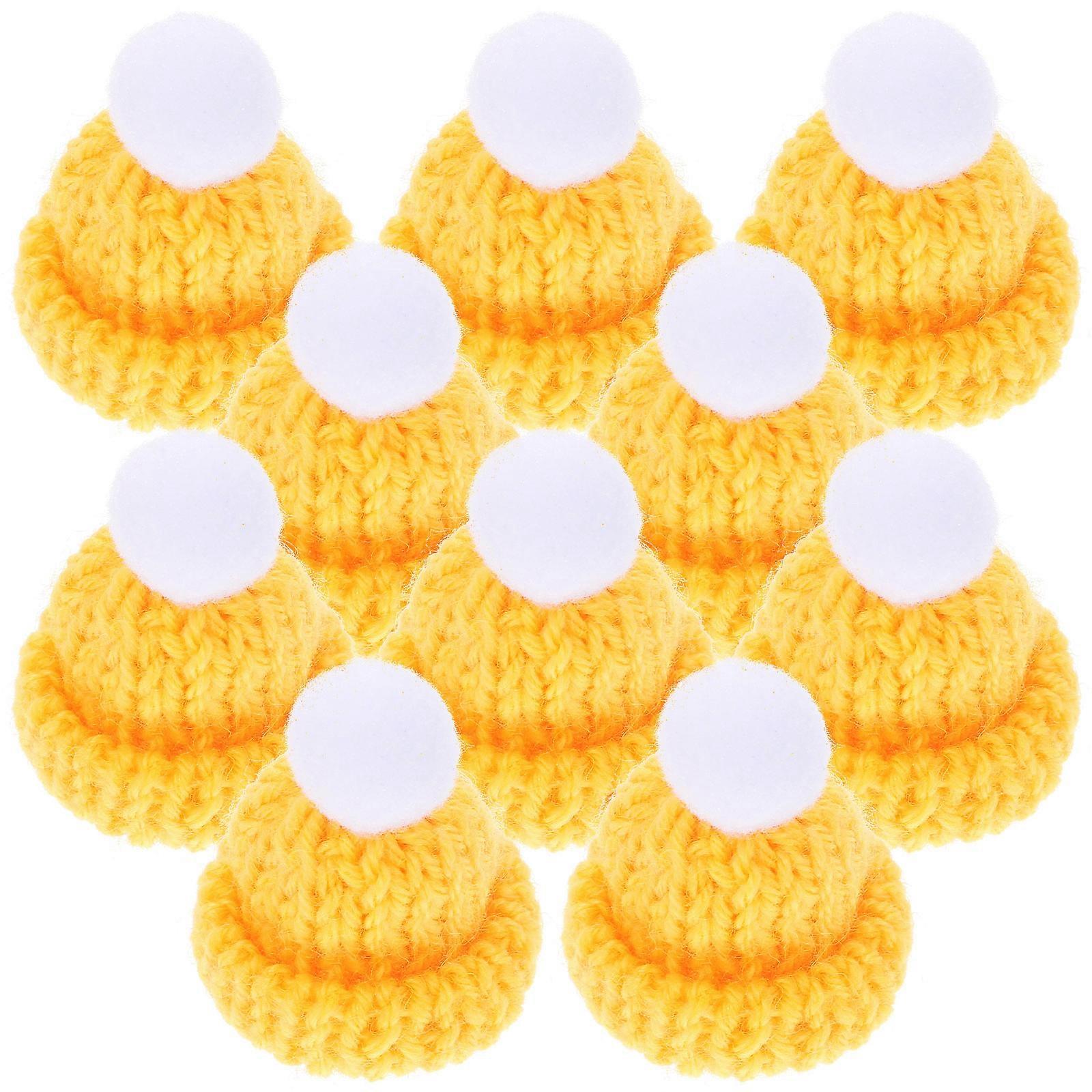 لطيف حفلة عيد الميلاد يفضل القبعات المحبوكة الصغيرة للعائلة والأصدقاء الديكور الأصفر 10 قطع