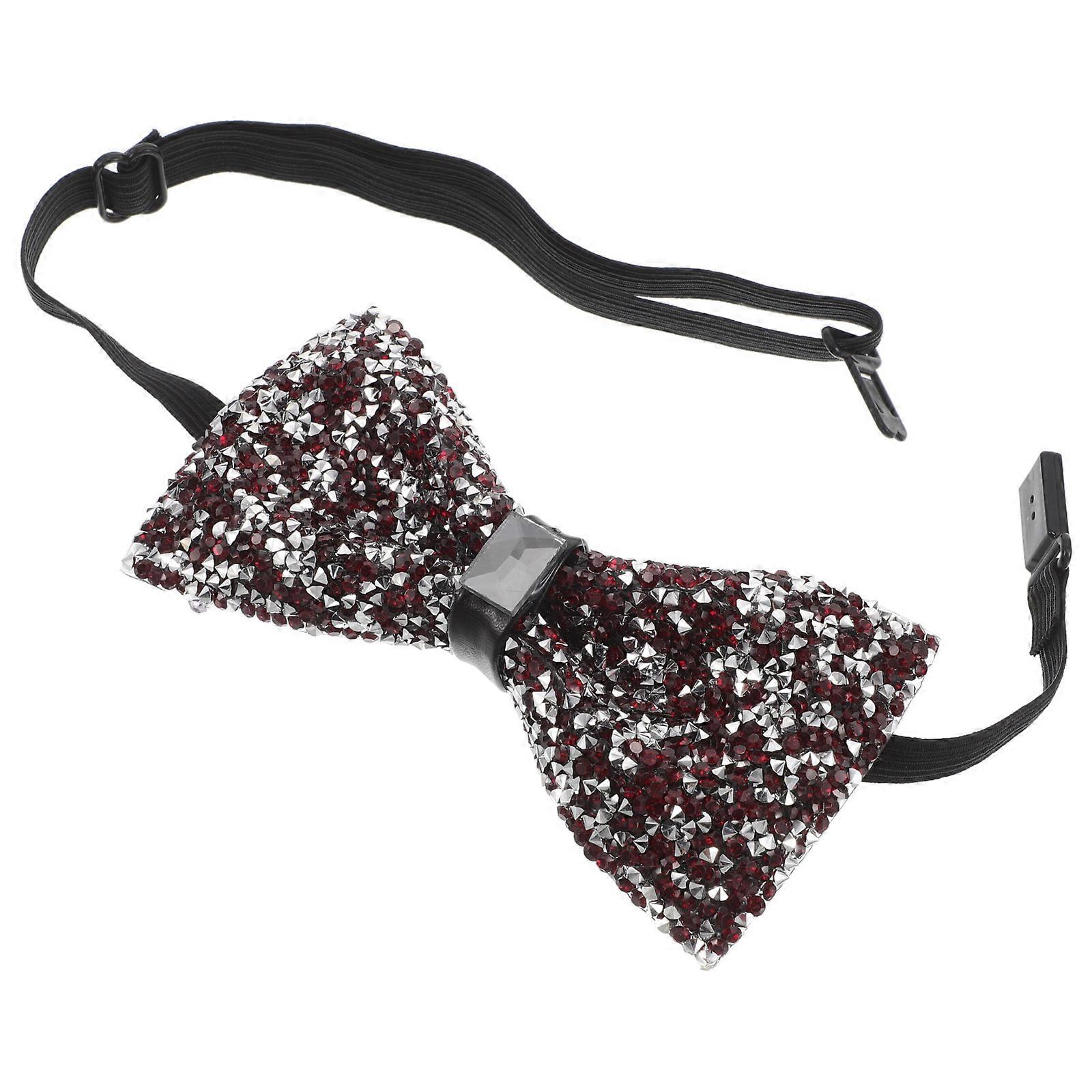 Rhinestone Sparkle Bow Tie for Men Dark Red Party Accessory with Unique Star Design and Comfortable Fit
