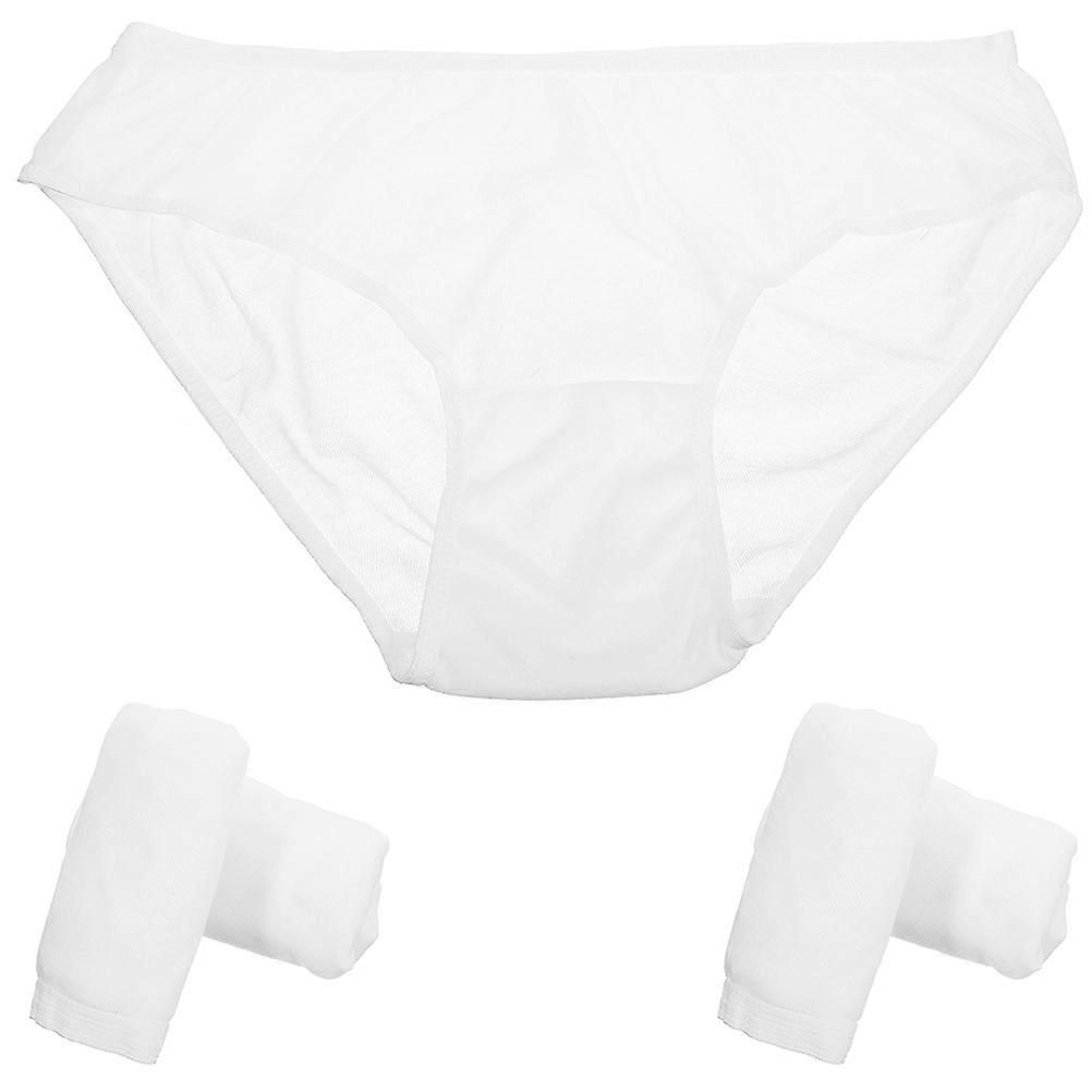 Disposable Underwear for Men White Knitted Fabric Briefs with Elastic Band 5 Pieces Portable