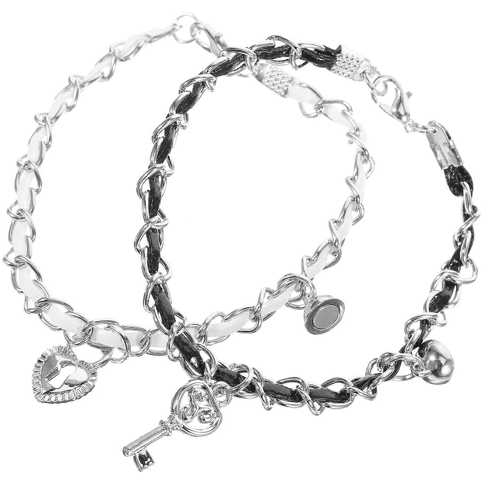 Adjustable Couple Bracelets Stainless Steel Unique Matching Design for Decoration Assorted Color