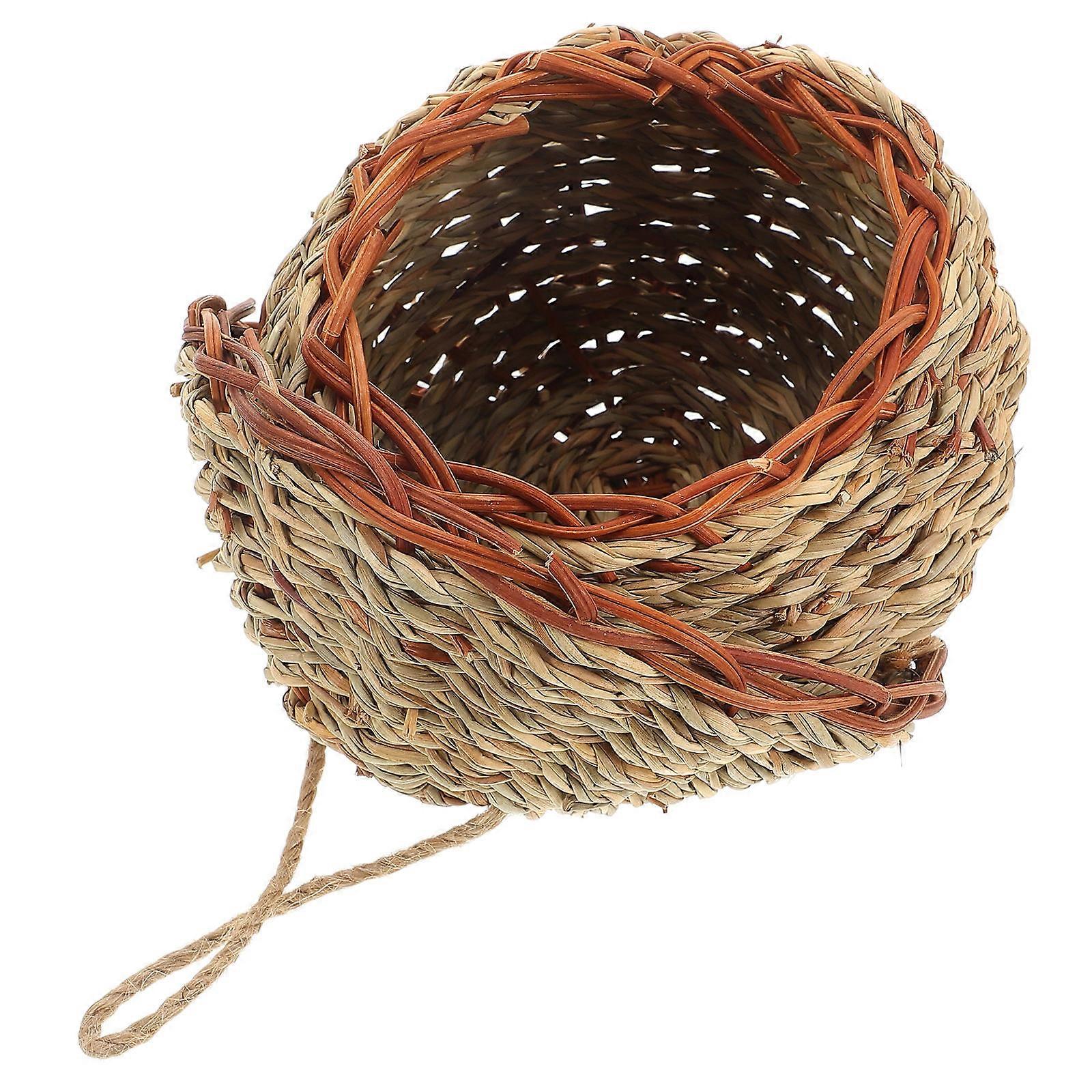 Handwoven Straw Nest for Birds Provides Natural Safe Warm Environment Handmade for Parakeets Small Pets Size L