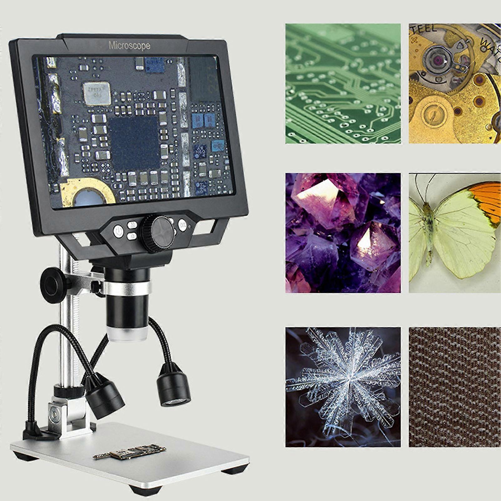 Digital Microscope 12MP 1600X Magnification 9inch Large Screen HD Electron Microscope with LED Fill Light 100‑240V US Plug 