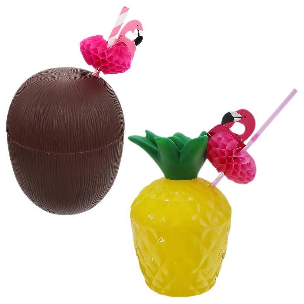 Pineapple And Coconut Drinking Cups 1 Set Bright Colors For Gatherings 12.8X10.3CM Beverage Container