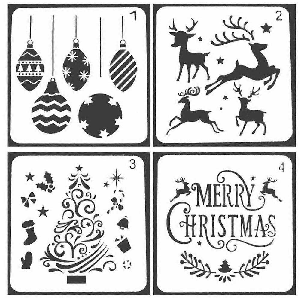 White Plastic Christmas Painting Template Set Featuring Elk And Snowflake Patterns For Decorative Projects 8Pcs