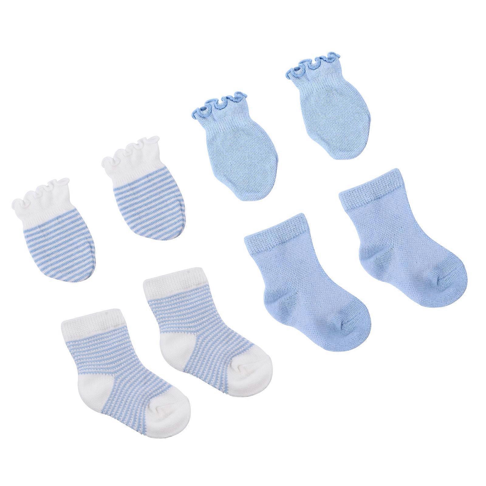 4 Pairs Socks & Gloves Set Adorable Newborn Mittens & Ankle Socks for Winter, Comfortable & Stylish Gift for Baby Showers