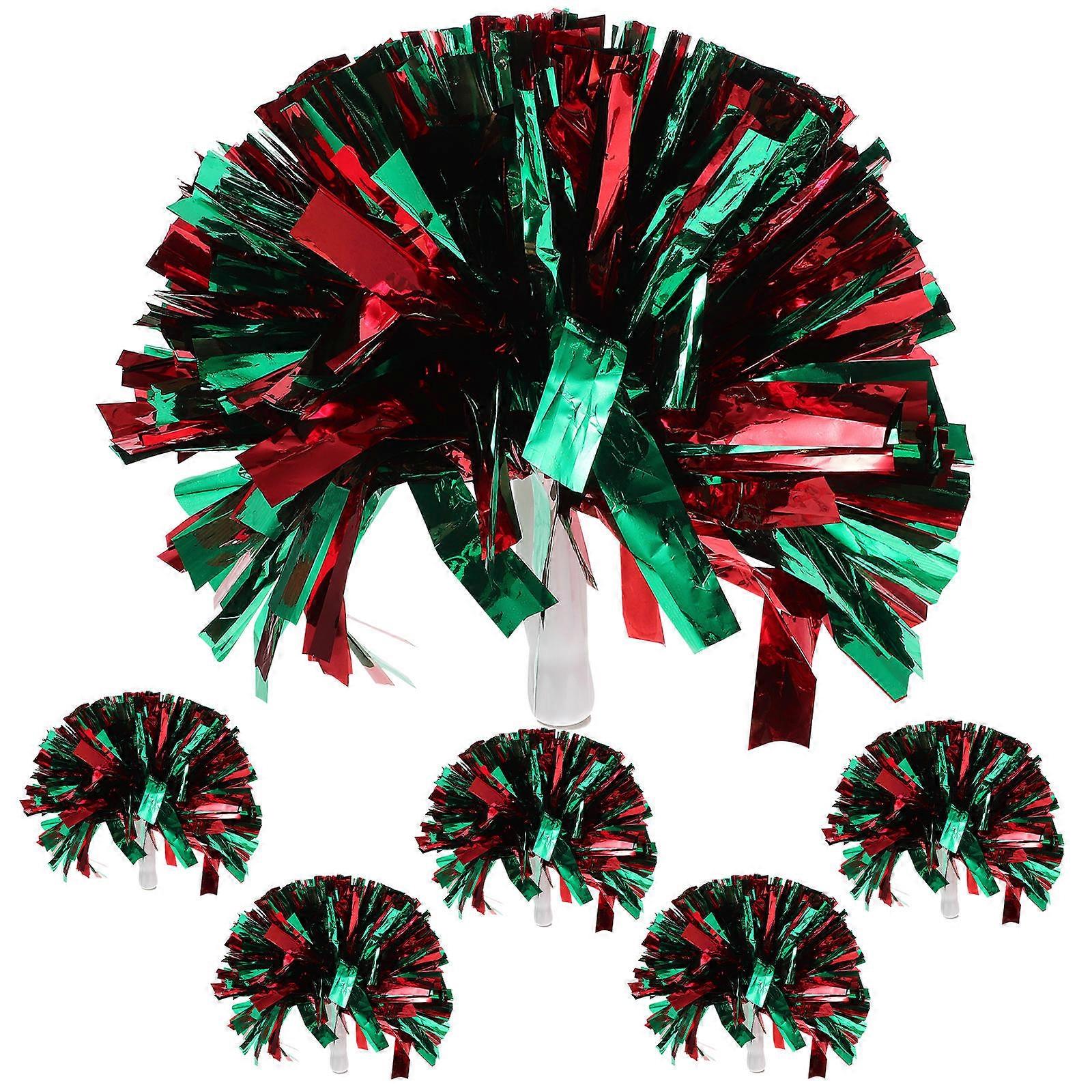 Cheer Pom Poms Cheerleader Props for Party Use 6Pcs Multi Color Pe