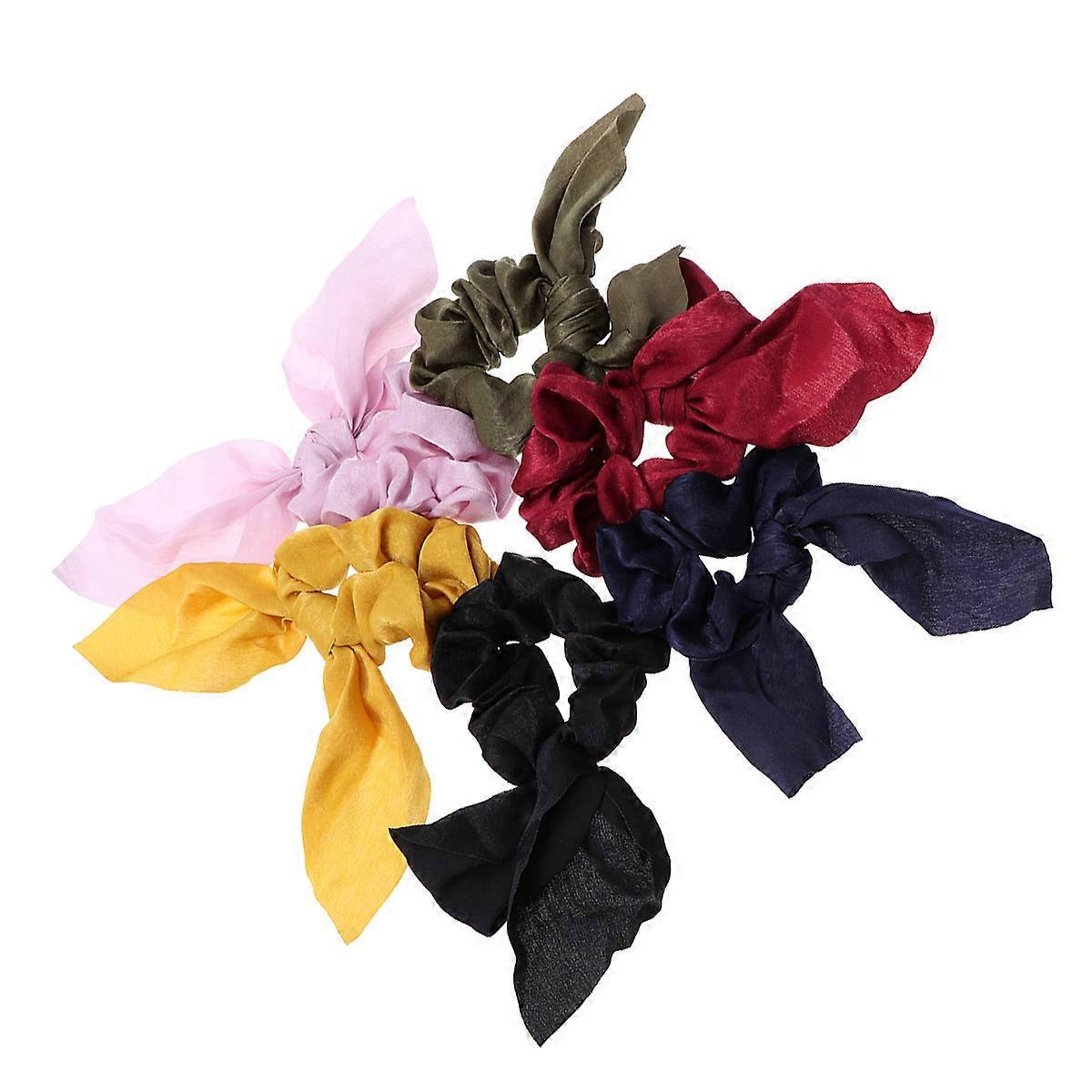 Acessórios de Cabelo de Pano Macio Com Anel de Borla Para Uso Diário e Qualquer Ocasião Conjunto de 6 Pcs de Amarração de Cabelo