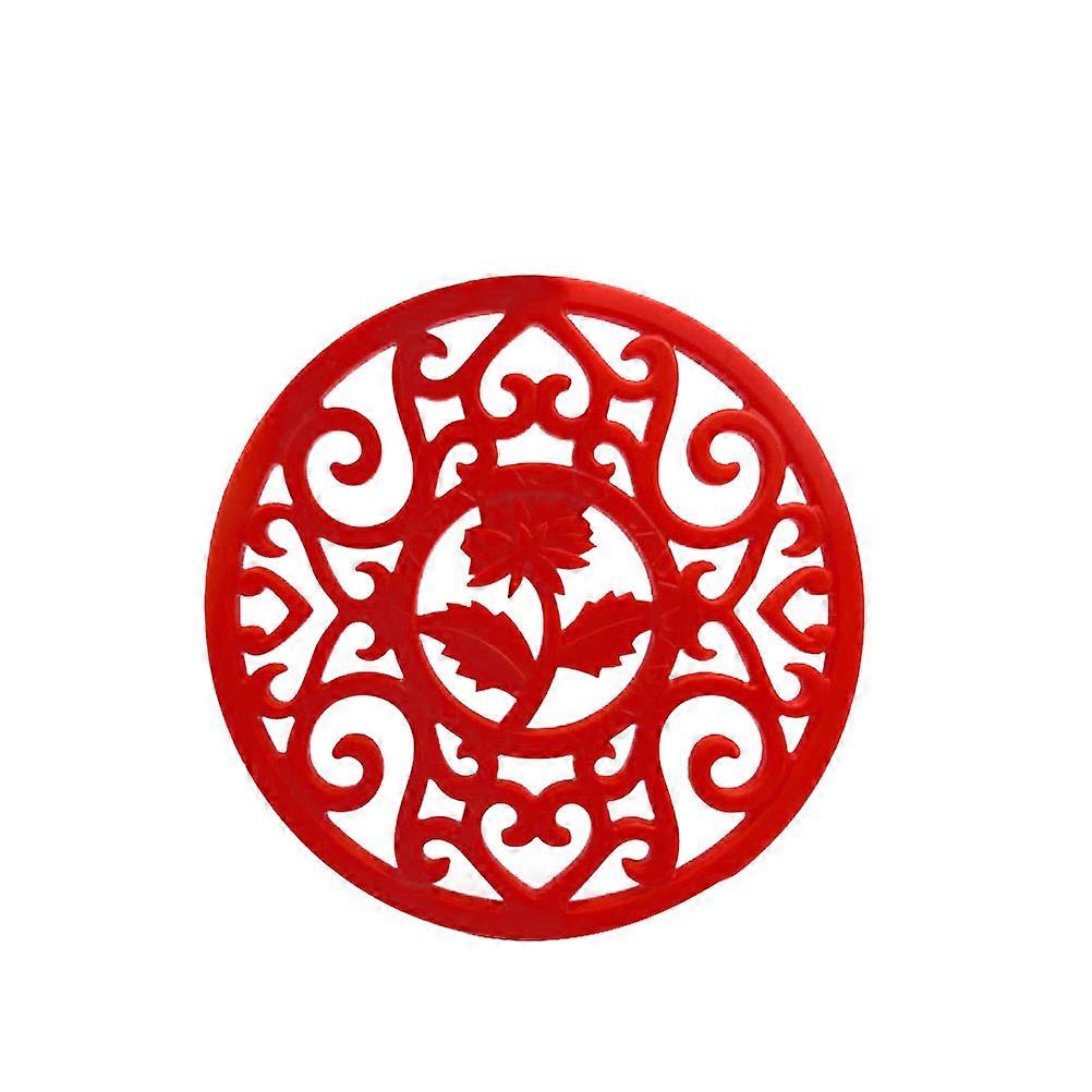 Silicone Placemat for Home Red Anti-scald Mat with Heat Insulation and Non Slip Design 1pc