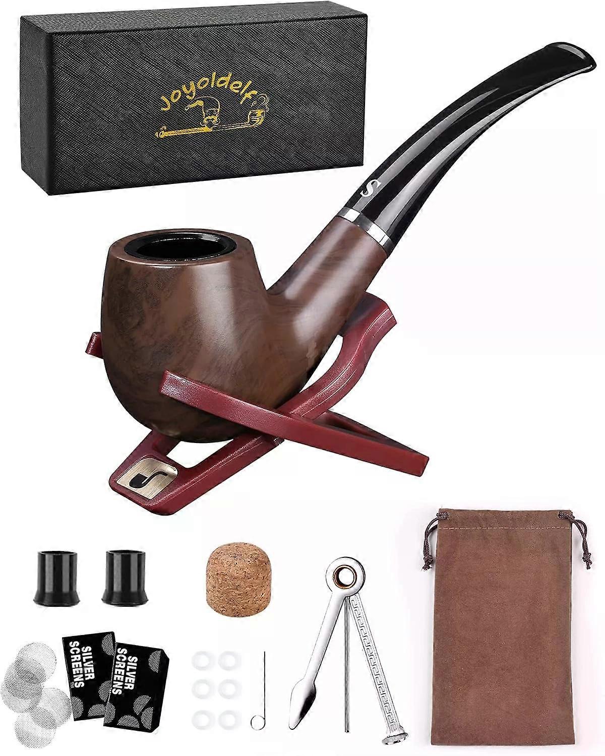 Pipe Set, Short Handle Curved Pipe with Foldable Stand Holder