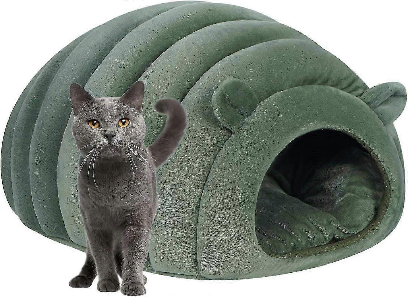 Cozy Warm Soft Dome Cat & Dog Bed - Indoor Pet Nest Sleeping Bag with Removable Cushion for Puppies & Small Animals