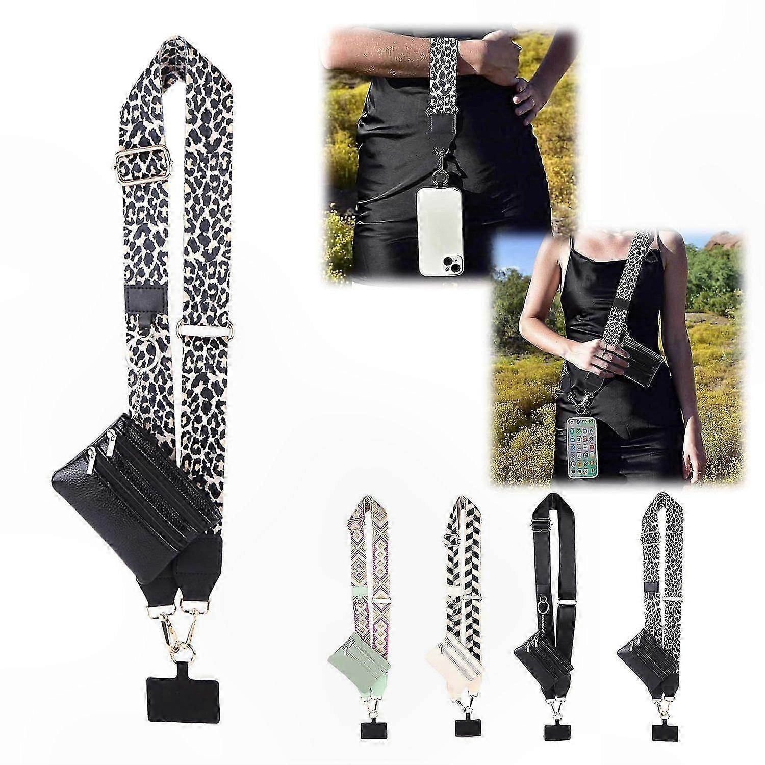 Adjustable Phone Strap with Zippered Pouch, Secure and Stylish Carry Solution for Everyday Use