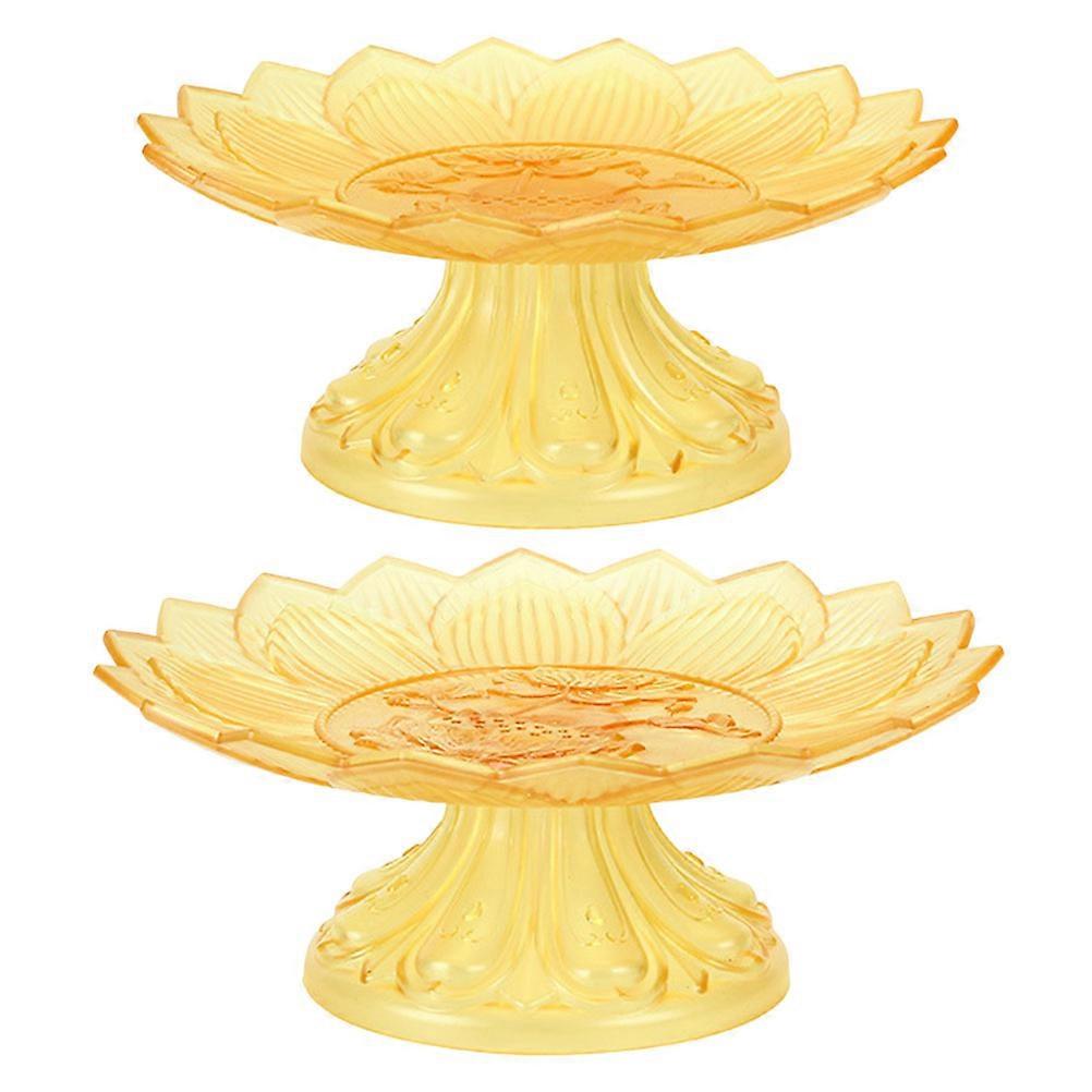 Lotus Shape Enshrined Plates for Religious Ceremonies Made of in Orange Color Designed for Offering 2Pcs