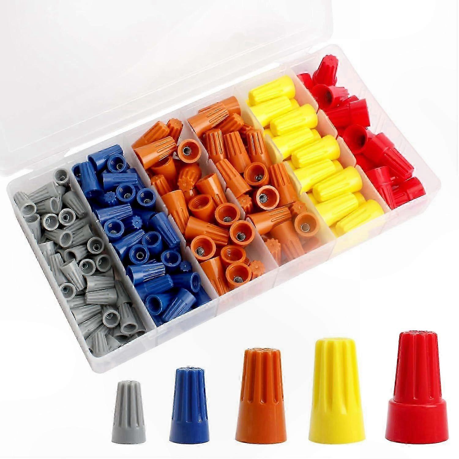 180PCS Wire Connectors Kit - Spring Loaded Crimp Nuts Caps Terminal Set for Electrical Connections Assembly