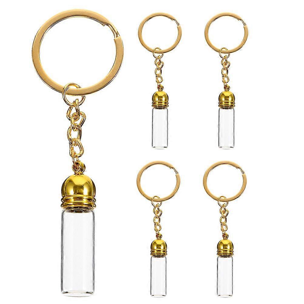 5pcs Small Glass Bottles Keychain Cute Small Keychain Glass Perfume Bottle Empty Keychain Perfume Small Bottle Charms Mini Perfume Bottles Tiny Hangin