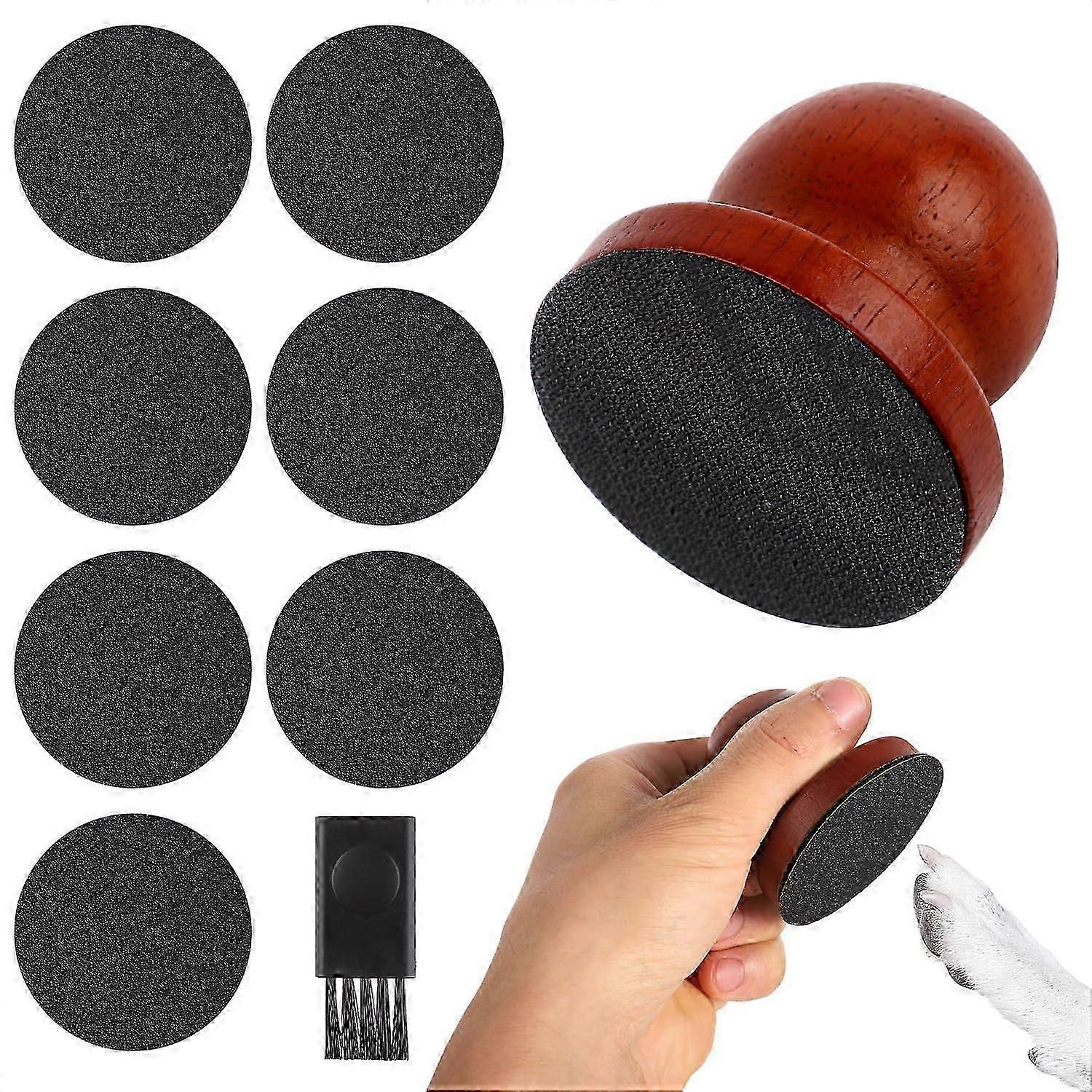 Wooden scratch pad with dog nail file and sanding papers