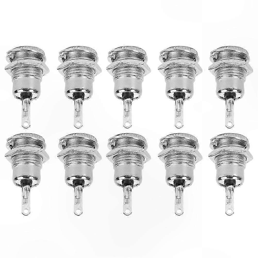 10-Pack DC Power Female Jack Socket with Threaded Metal Panel Mount Connector