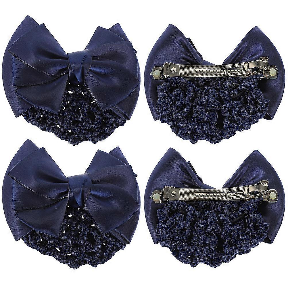 Lot de 4 filets à cheveux avec nœud bleu pour femme, à utiliser comme décoration