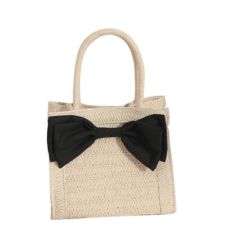 Lightweight Woven Beach Bag with Bowknot Design for Daily Shopping, Outdoor Travel, and Summer Adventures