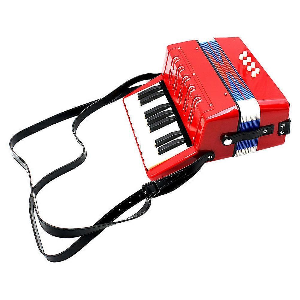 Beginner Accordion Musical Instrument for Music Practice Plastic Red Educational 1Pc