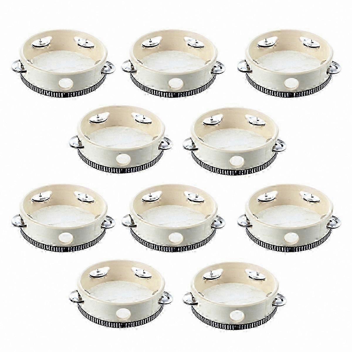 10 Pack Round Percussion Tambourines for Kids and Adults, Musical Instruments for Fun and Learning