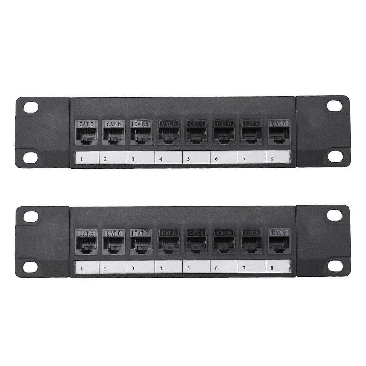2X 8 Port Straight-Through CAT6 Patch Panel RJ45 Network Cable Adapter Jack Ethernet Distribution Fr