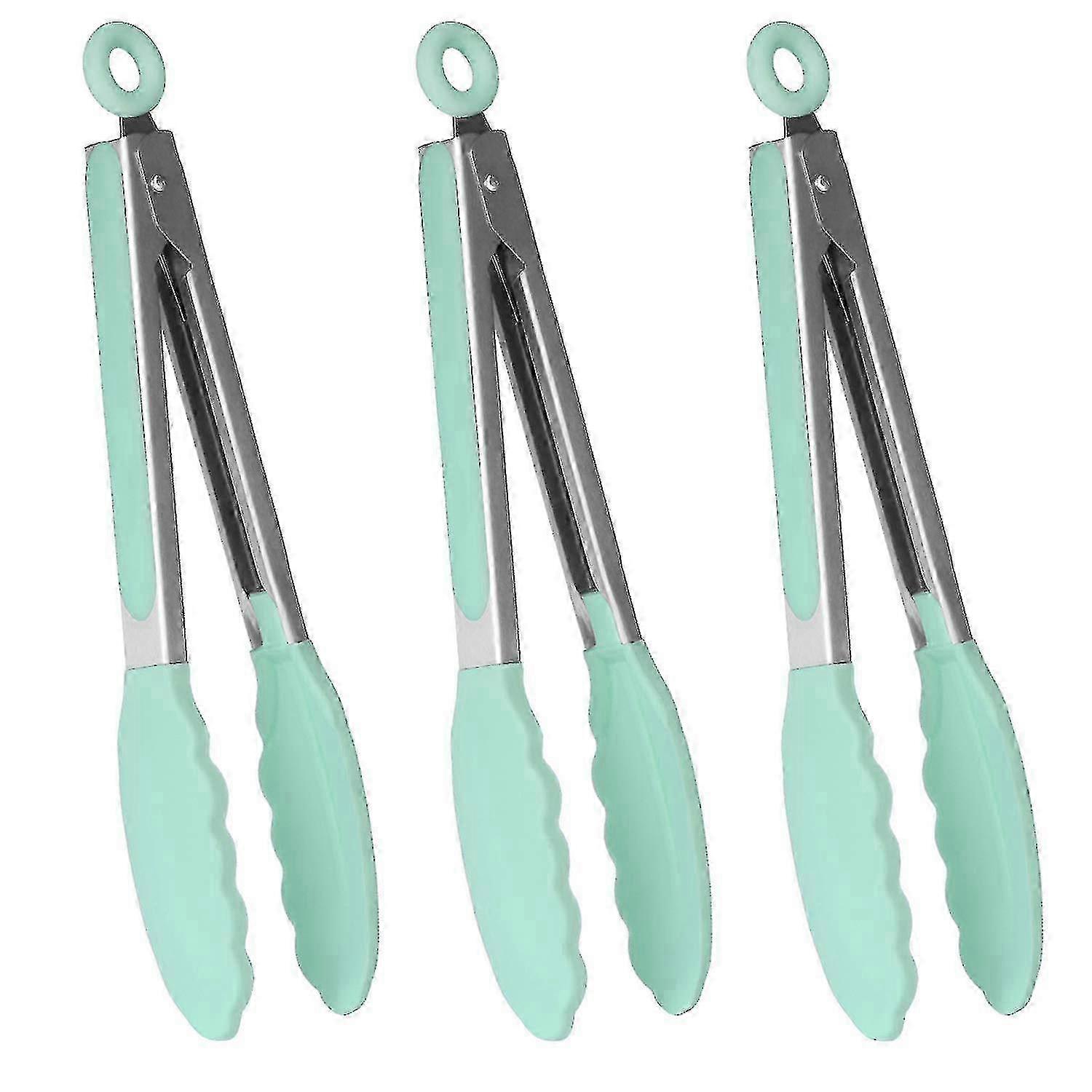 9" Kitchen Premium Silicone Tongs With Non-slip & Easy Grip Stainle...