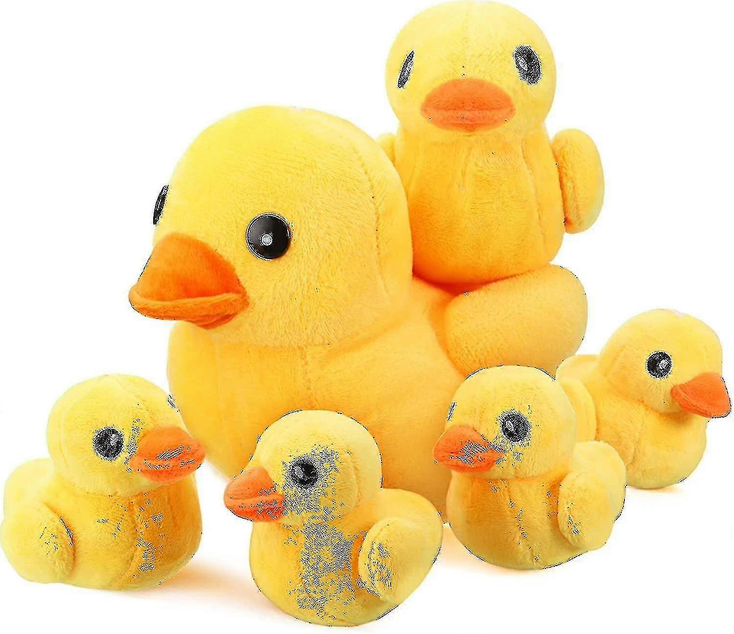 Duck plush toy set, one 8-inch and five 5-inch, suitable for multiple scenarios