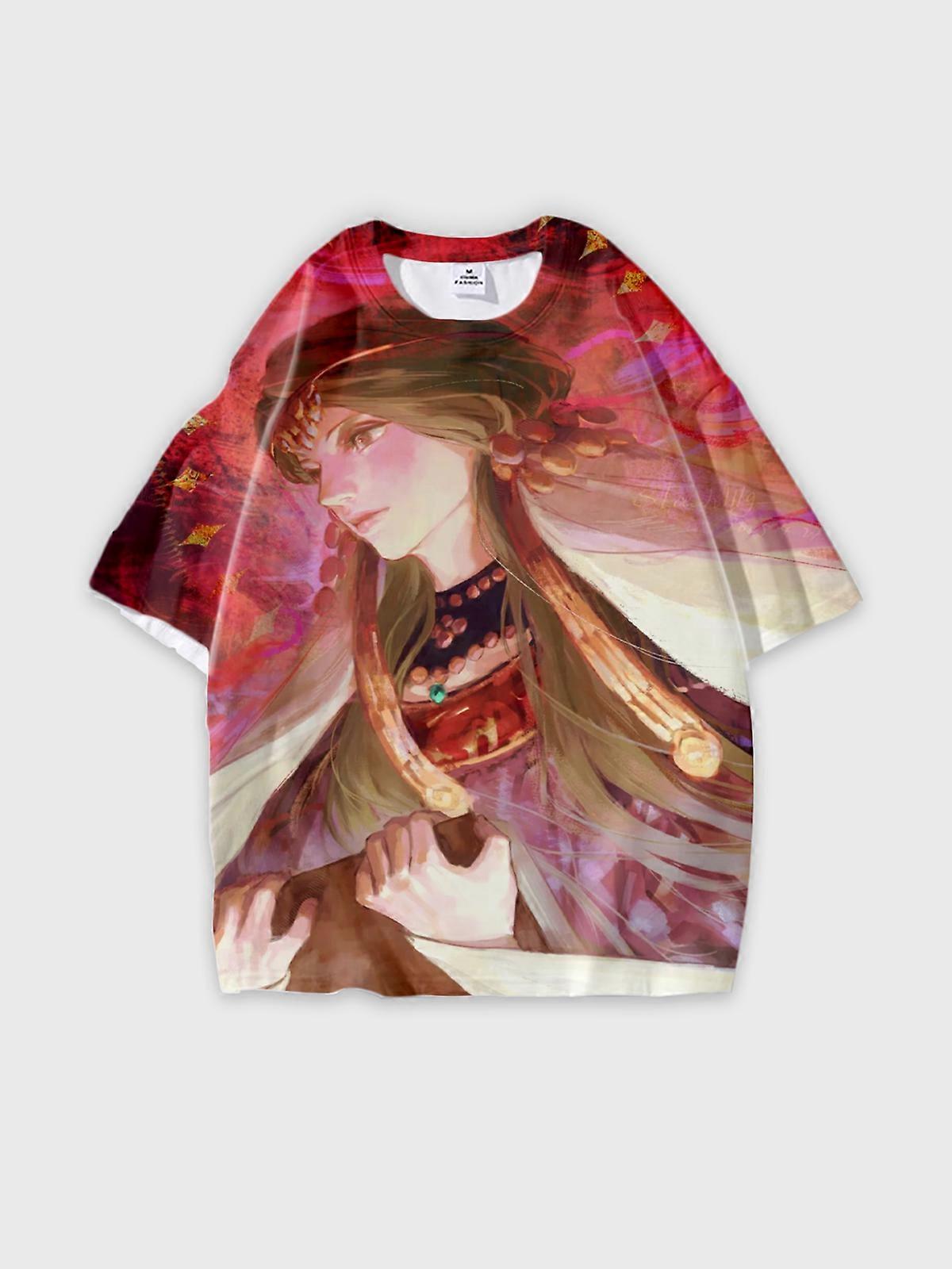 T-Shirt Round Neck, Loose Short Sleeve Sultan’s Game Graphic Tee, Unisex Summer Casual Top V1766