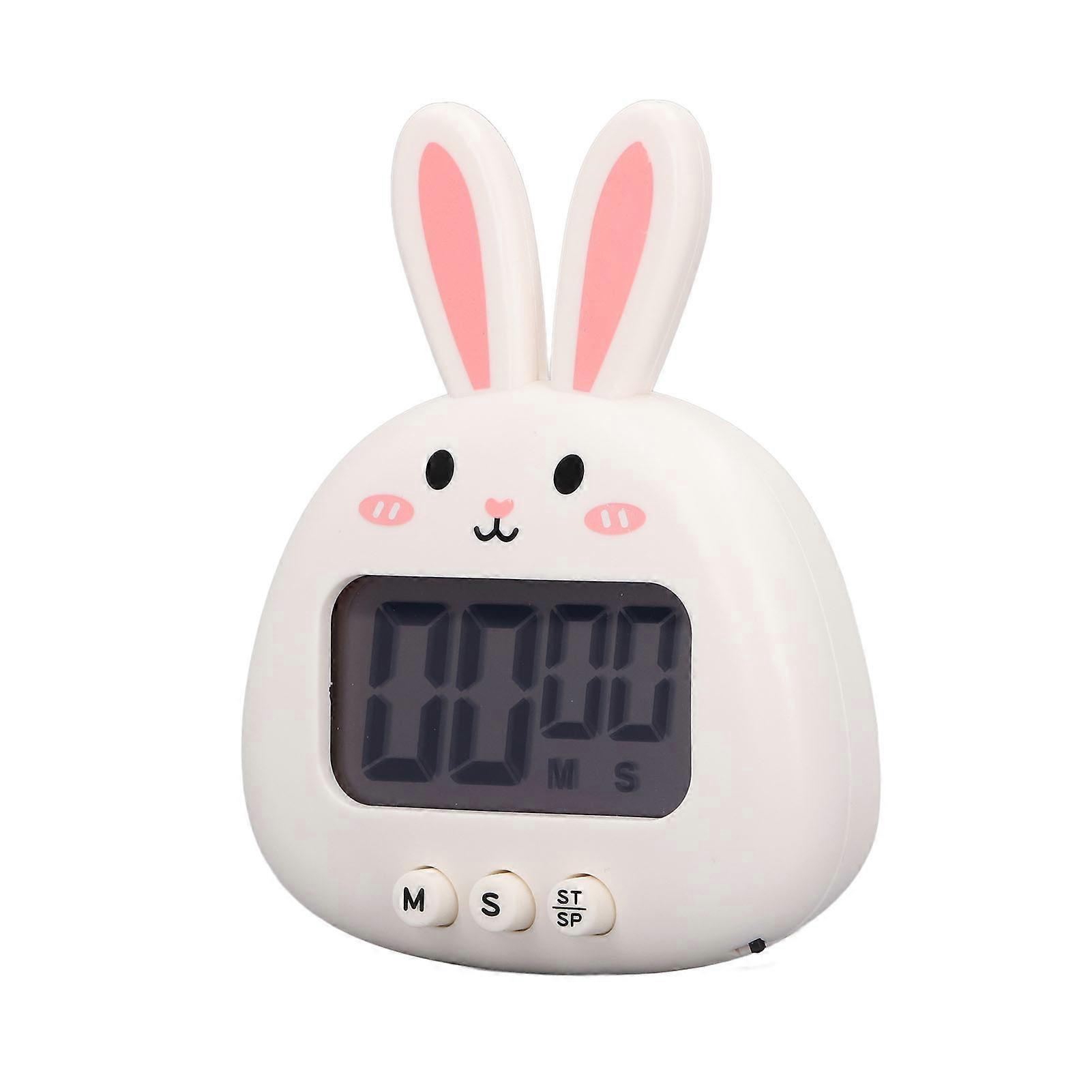 Cute White Rabbit Cartoon Digital Kitchen Timer ABS Portable