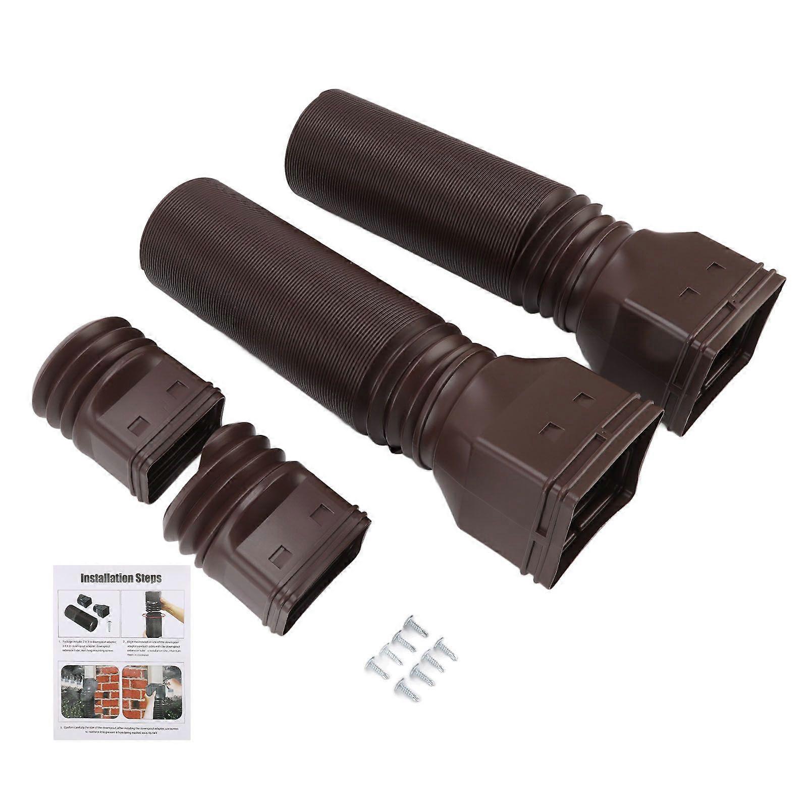 Rain Gutter Downspout Extensions Flexible Universal Drain Downspout Extender Drainage Connector Extendable From 20in to 29in Brown