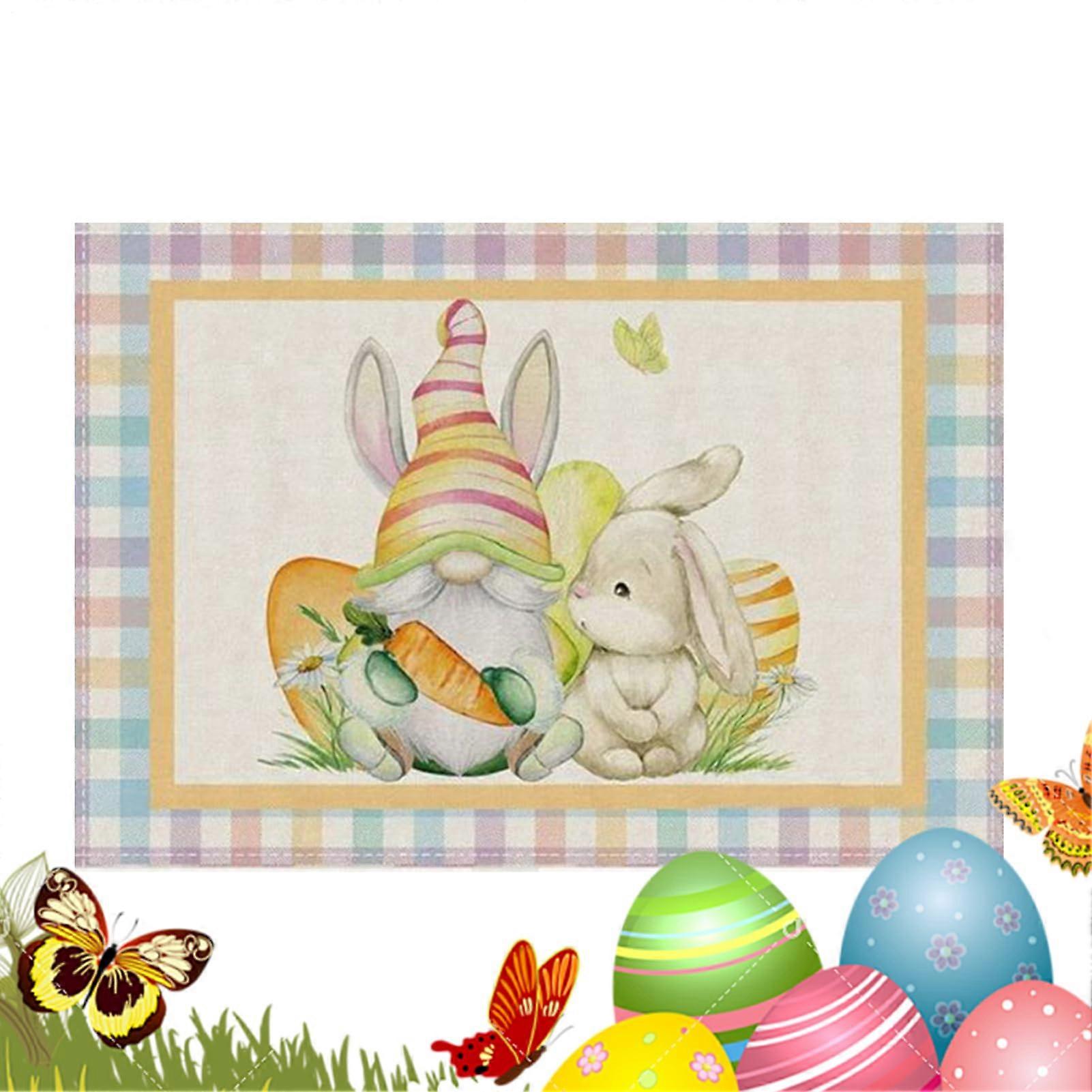 Easter Placemat Linen Table Mat, Rectangular Dining Mat, Spring Farmhouse Decor For Easter