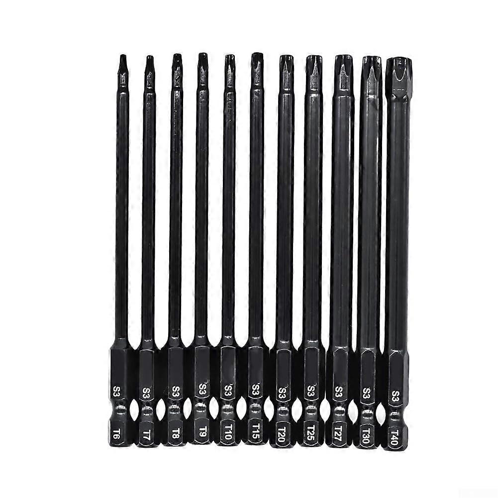 Magnetic Screwdriver Bit Set With 11 Security Heads T40 14 Hex Shank For Electric Screwdrivers And Drills