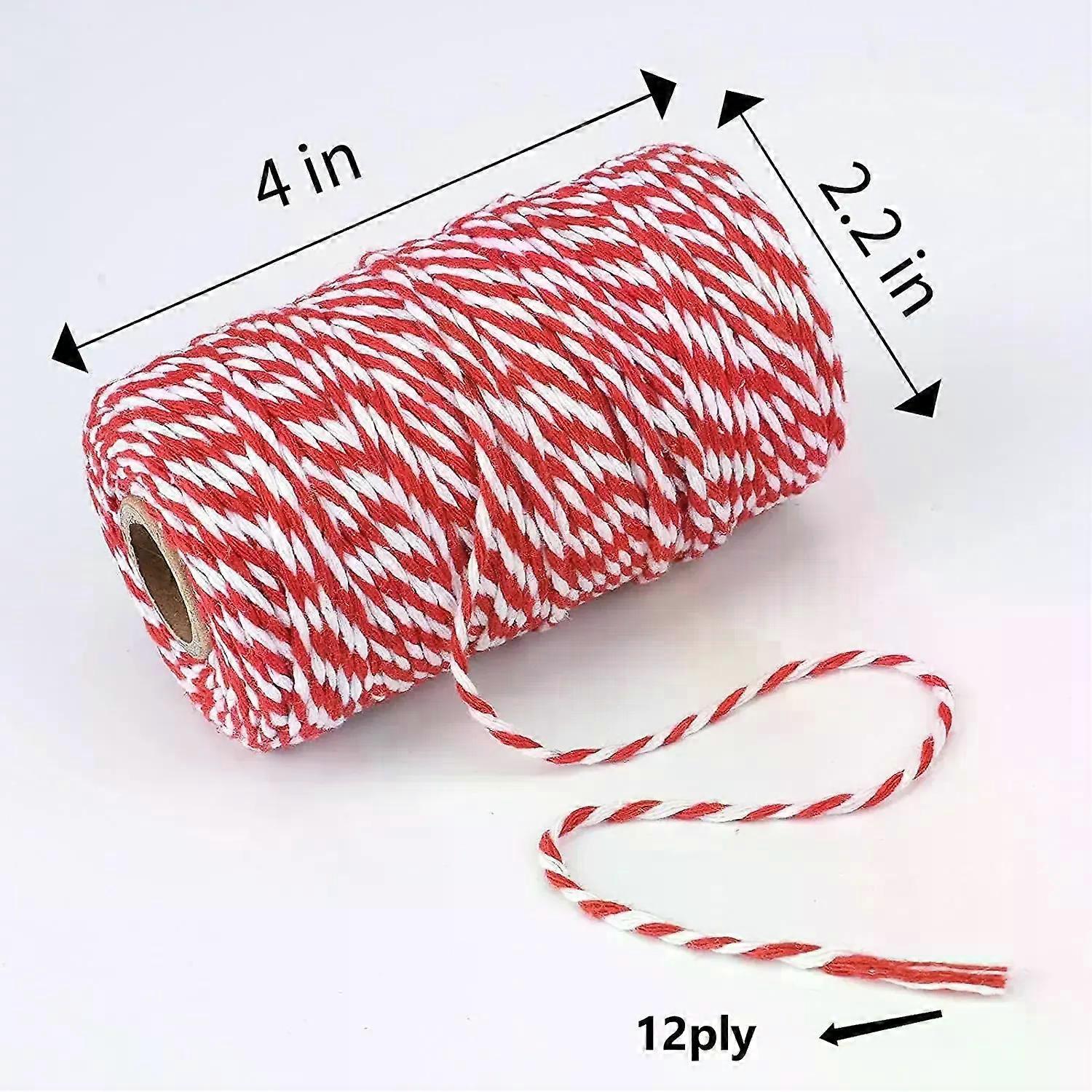 100M/Roll Cotton Bakers Twine String Cord Rope Two-color Craft Twine Home Textile Gift Packaging Christmas Wedding Decor