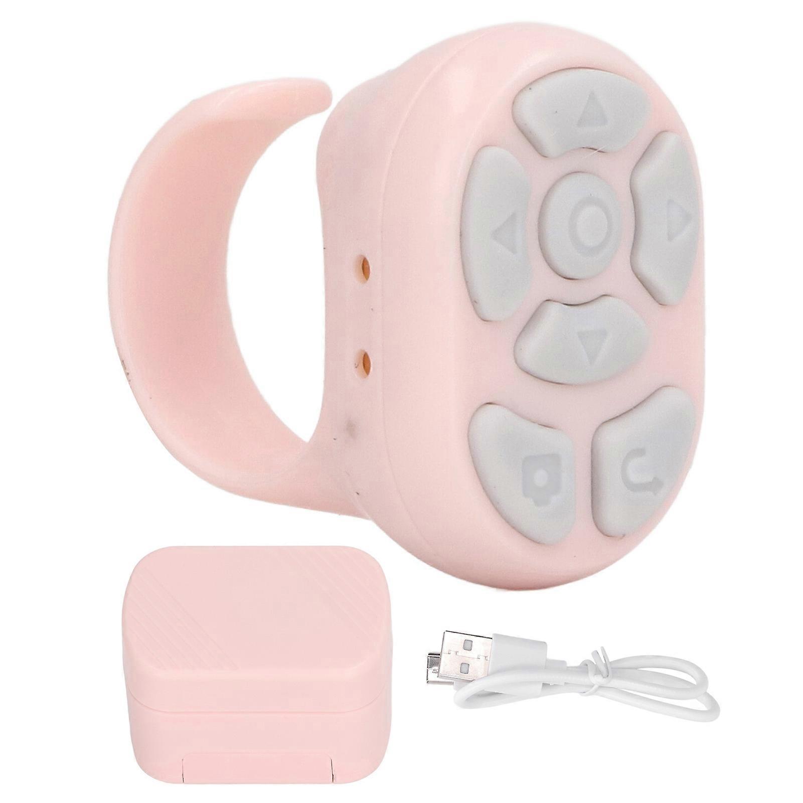 Bluetooth Remote Control, Page Turner, Remote Control, Ring, Clicker, for Cell Phone, Selfie, Video, Watch, Novel, Pink