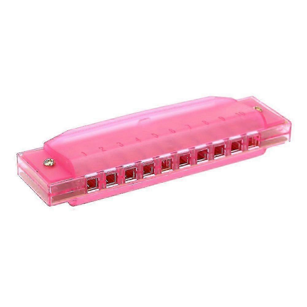 Diatonic Harmonica 10 Holes Harp Mouth Key Of C Reed Instrument With Case Kid Musical Toy Pink
