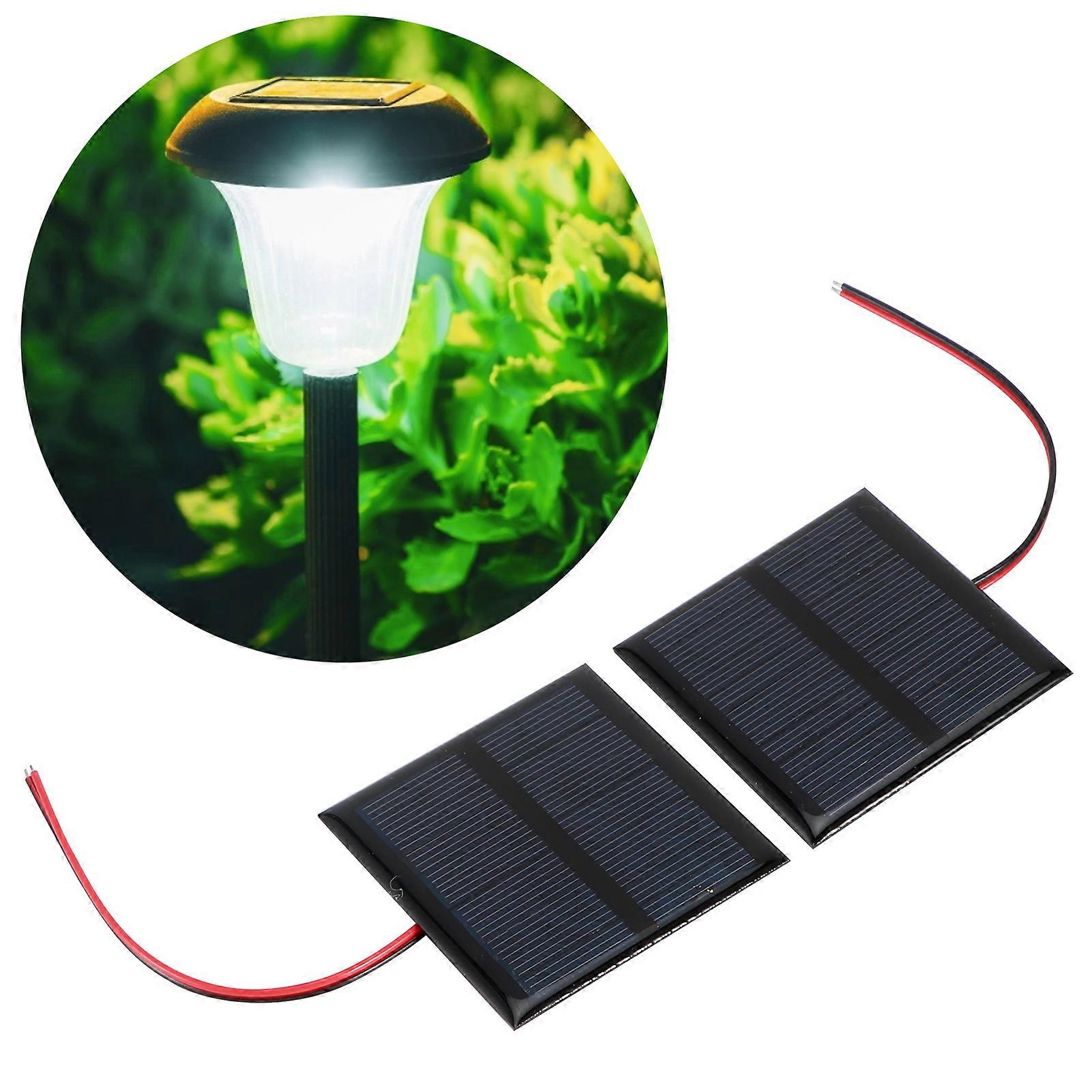 2Pcs 5.5V 0.6W Polysilicon Mini Solar Panels 6.5x6.5cm Portable
