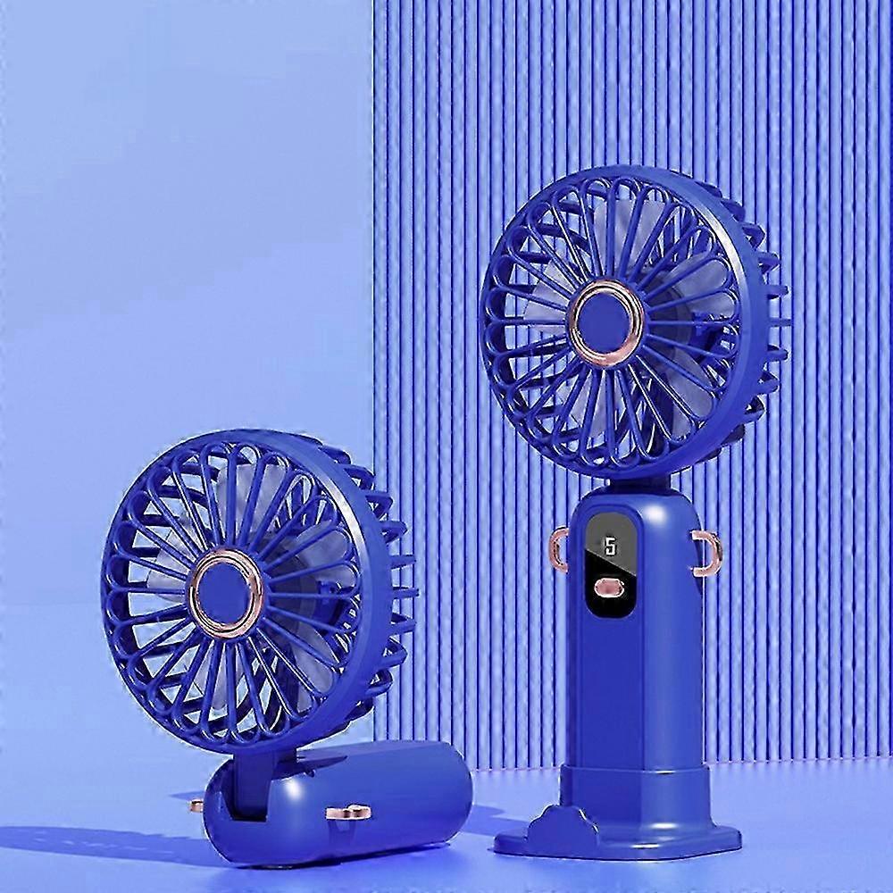 ZD01 LED Display Mini Handheld Fan 5 Speeds Adjustable Foldable Cooling Fan with Phone Holder