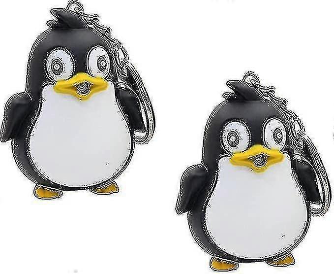 Pack Of 2 Penguin Keyring With Led Lighting And Sound, Keychain Children's Toyblack