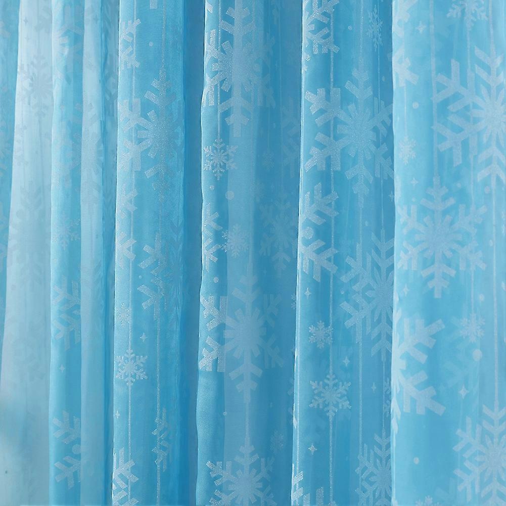 Snowflake Pattern Sheer Window Curtain Voile Panel 100x200cm Sky Blue
