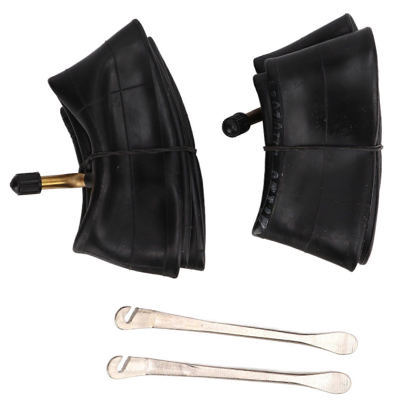 2 Pack 10x2.125 Inner Tube + Tyre Tool Inflatable Butyl Rubber Inner Tube with Coppery Angled Valve Stem