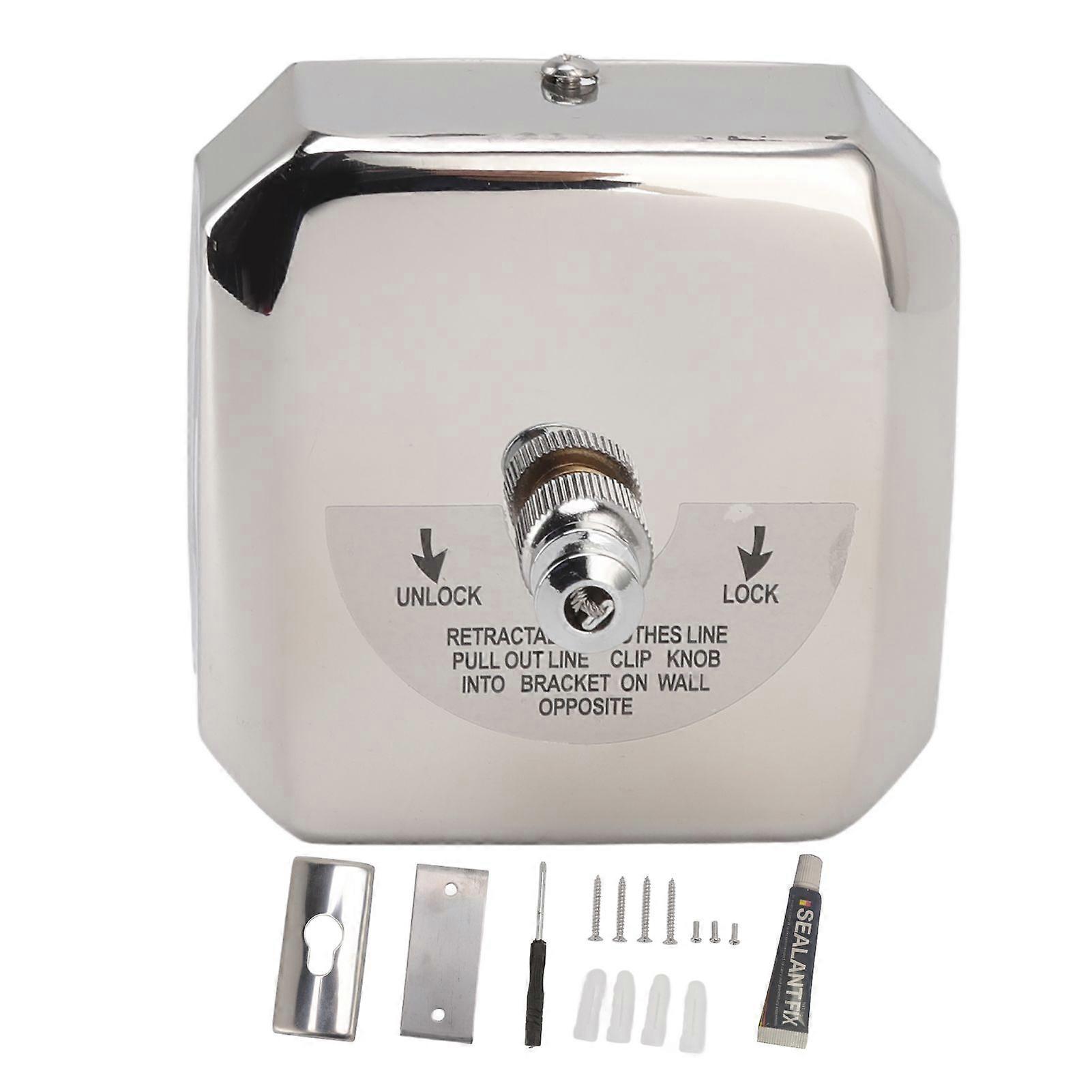 Retractable Clothesline 304 Stainless Steel Rust Resistant Space Saving Wall Mounted Clothes Drying Line 2.8M