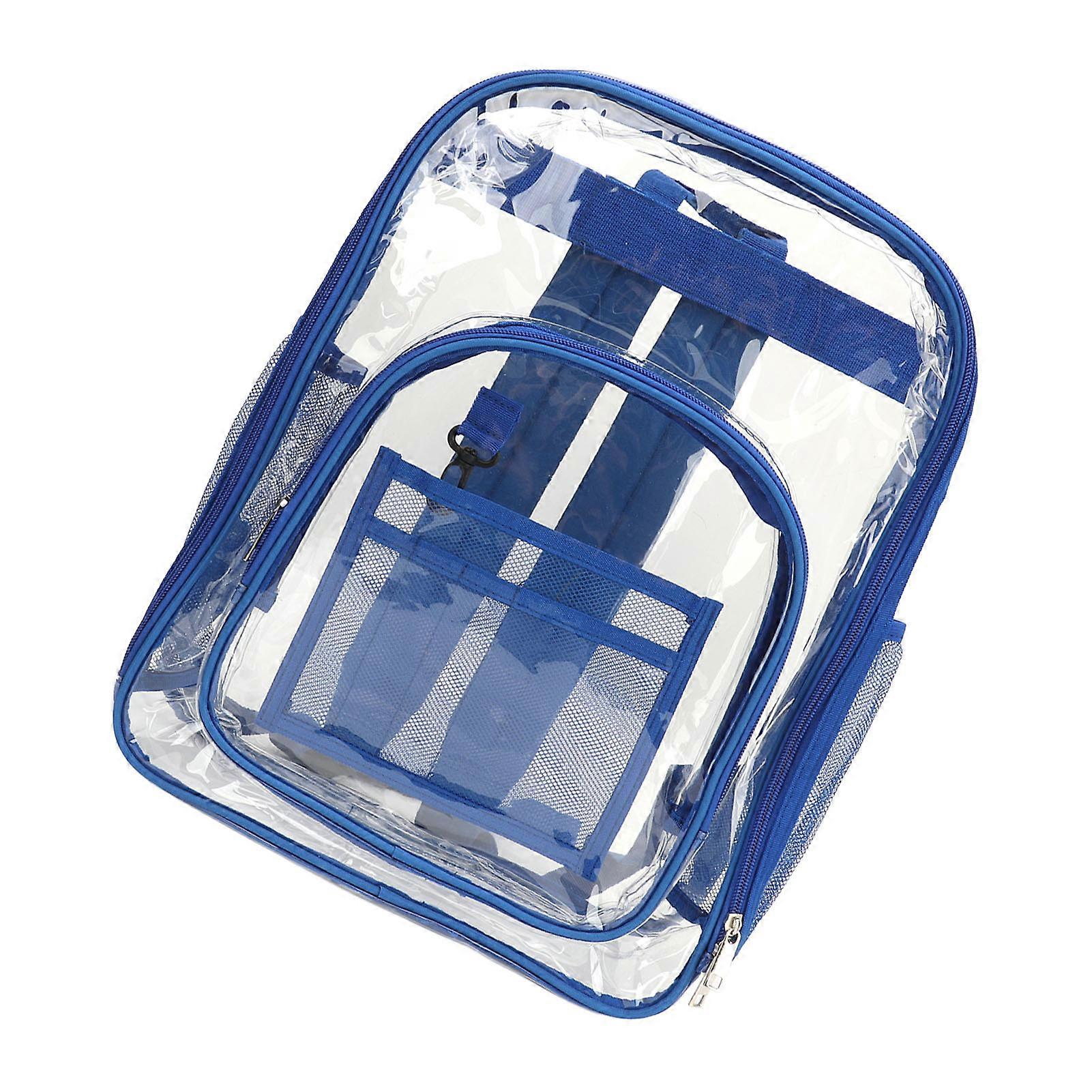 Large Capacity Blue Transparent PVC Backpack with Multi Pockets