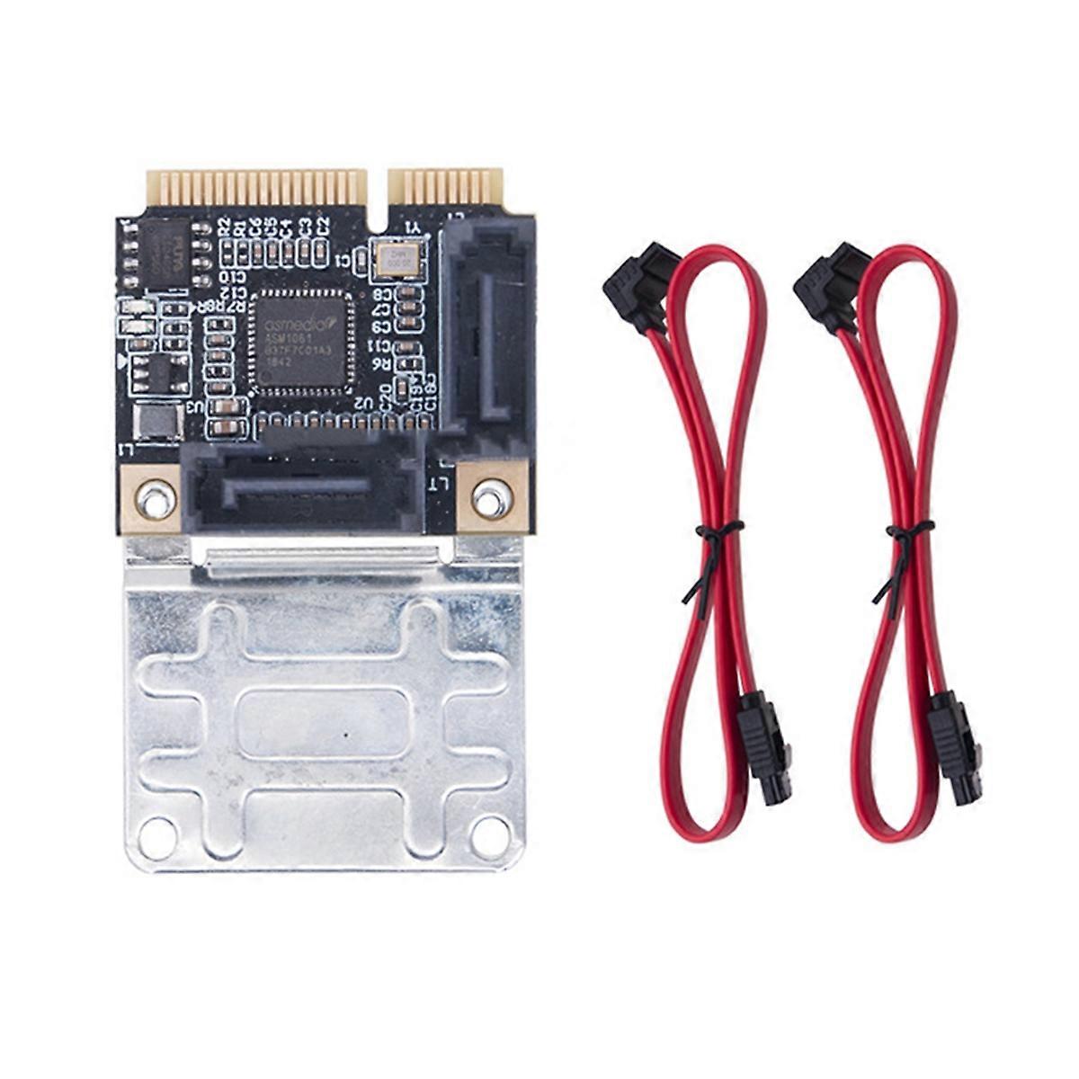 Mini PCI-E to 3.0 Adapter Card Mini PCI-E to 2 Port 3.0 6Gbps SSD Adapter Card for WinXP/Win7/8/10/11 B